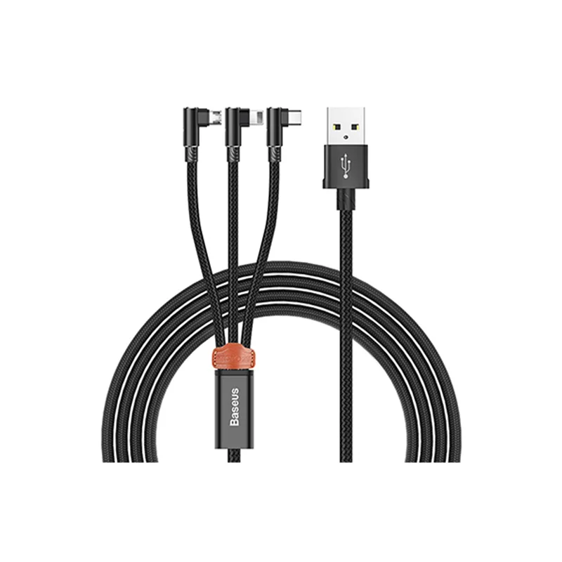 کابل تبدیل USB به USB-C / microUSB / لایتنینگ بیسوس مدل Gaming Cable 3in1 طول 1.2 متر